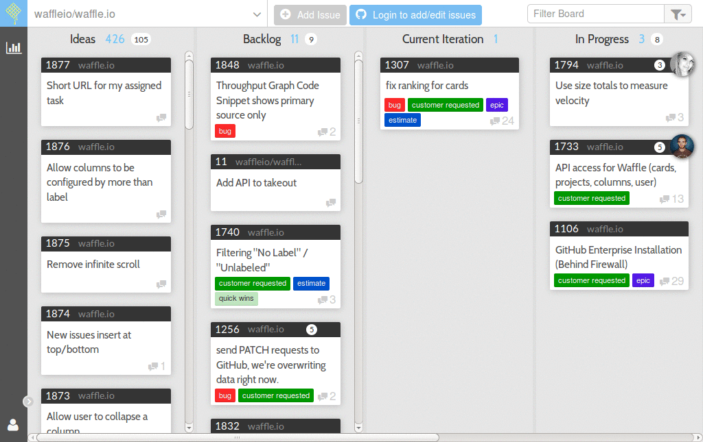 Waffle.io - Hide Connected PRs
