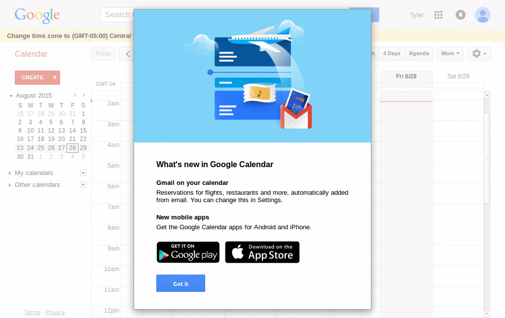 Google Calendar - Compact Header