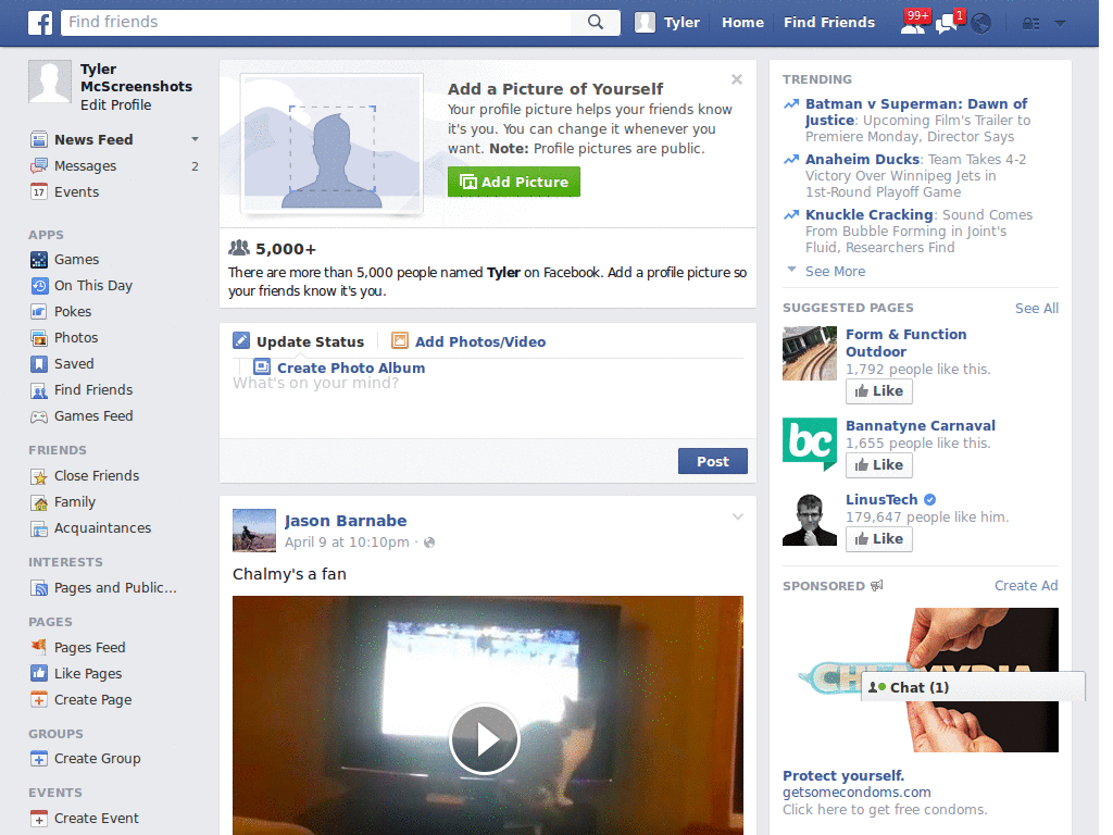 Google and Facebook with Roboto font