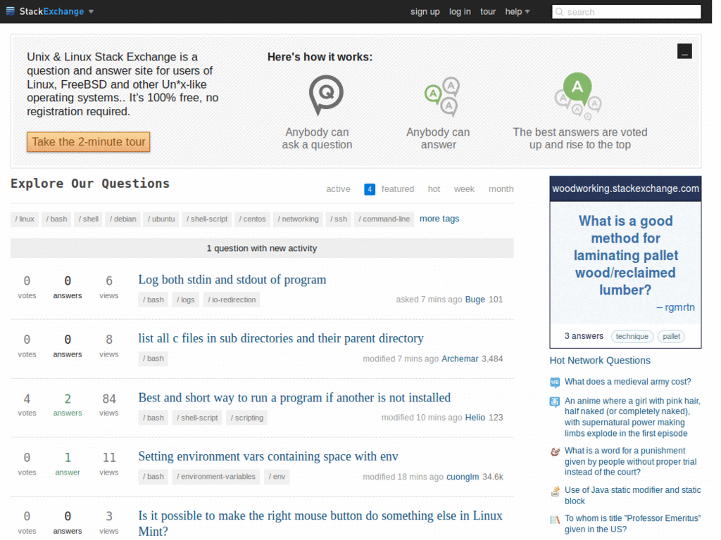 Hide the heading on unix.stackexchange.com