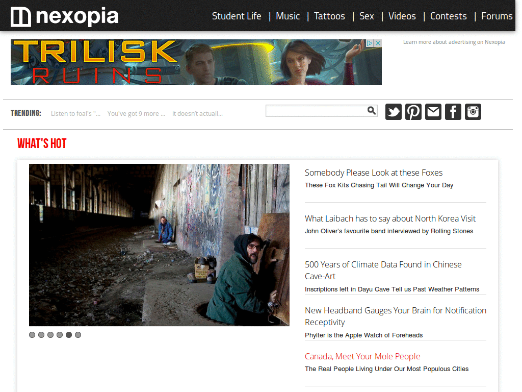 Remove header from Nexopia.com
