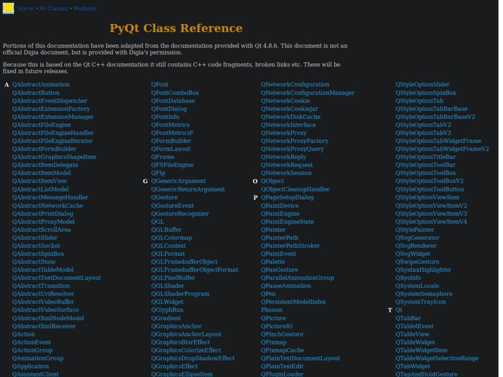 PyQt4 Docs