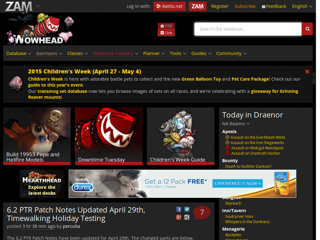 Wowhead: Today in Draenor at the top