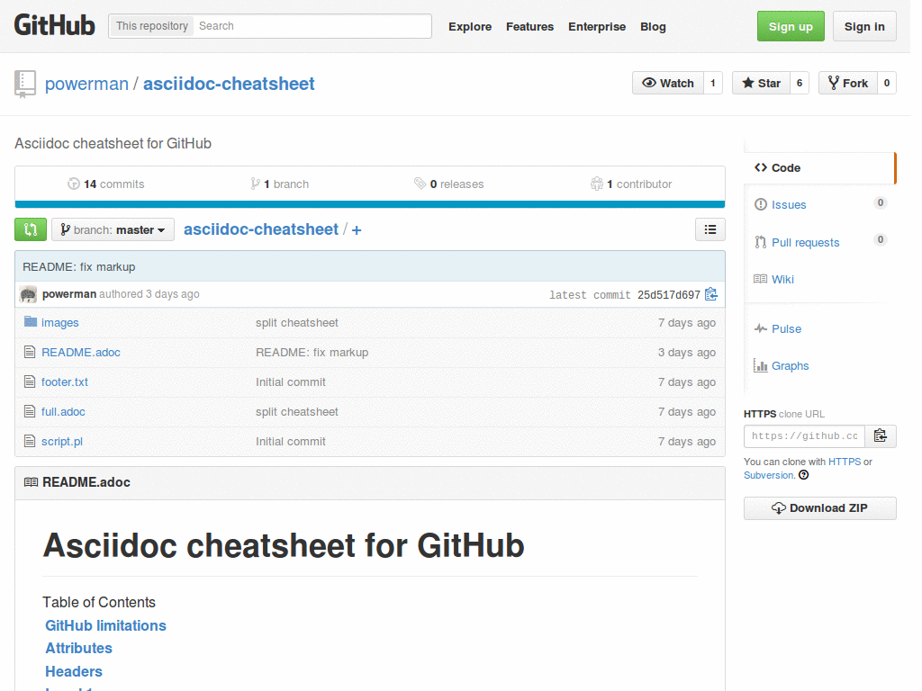 GitHub: compact Markdown/Asciidoc lists&tables