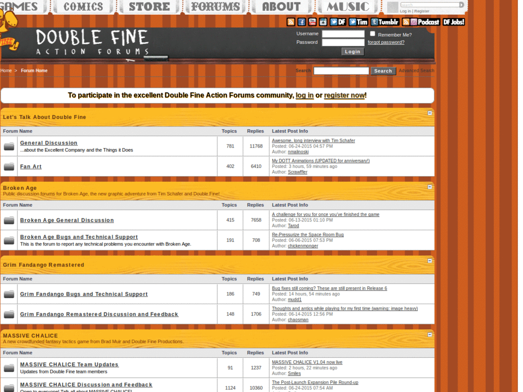 Double Fine Forums 14px Font Size
