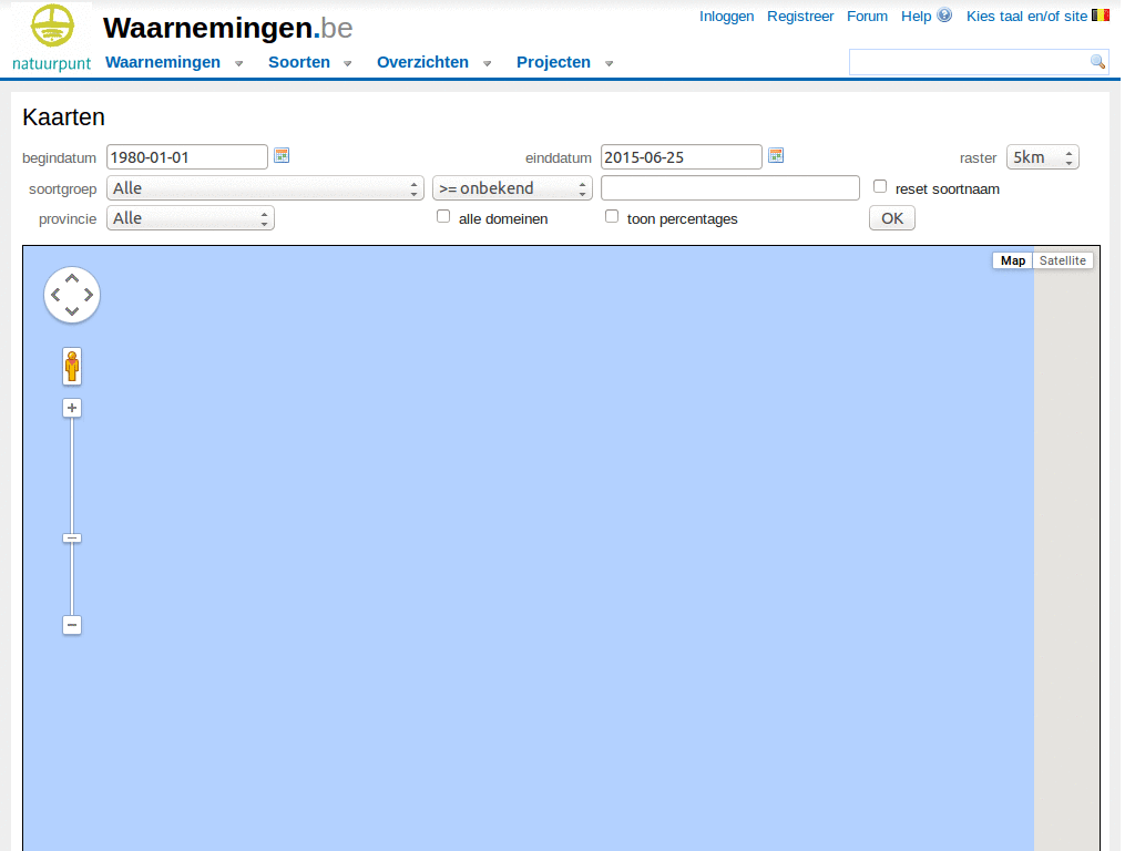 Waarnemingen - wider map