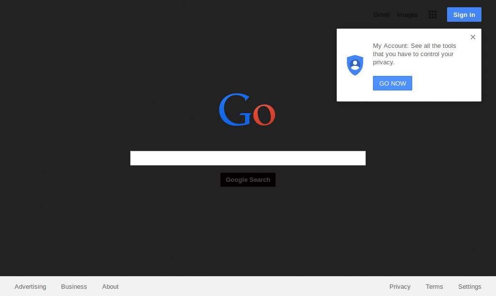 GO! Google.co.uk dark and clean