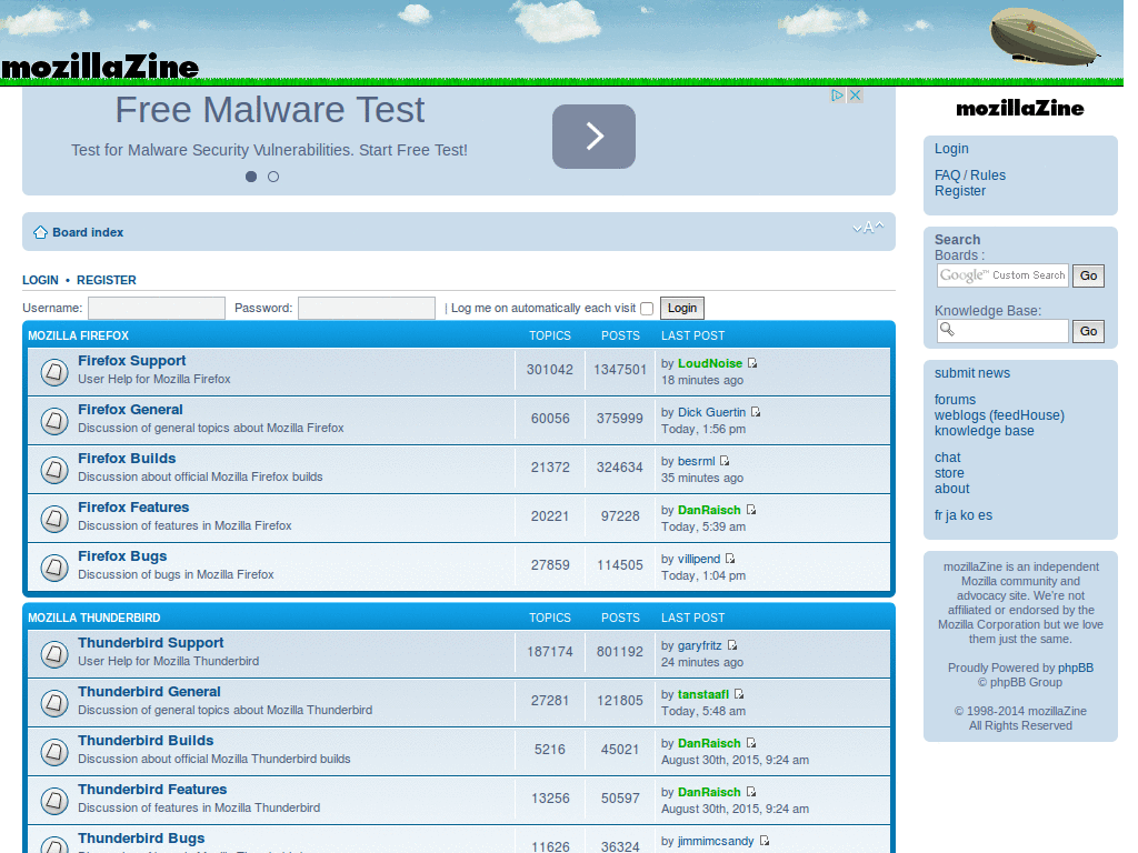 Mozillazine forum - enlarge post area
