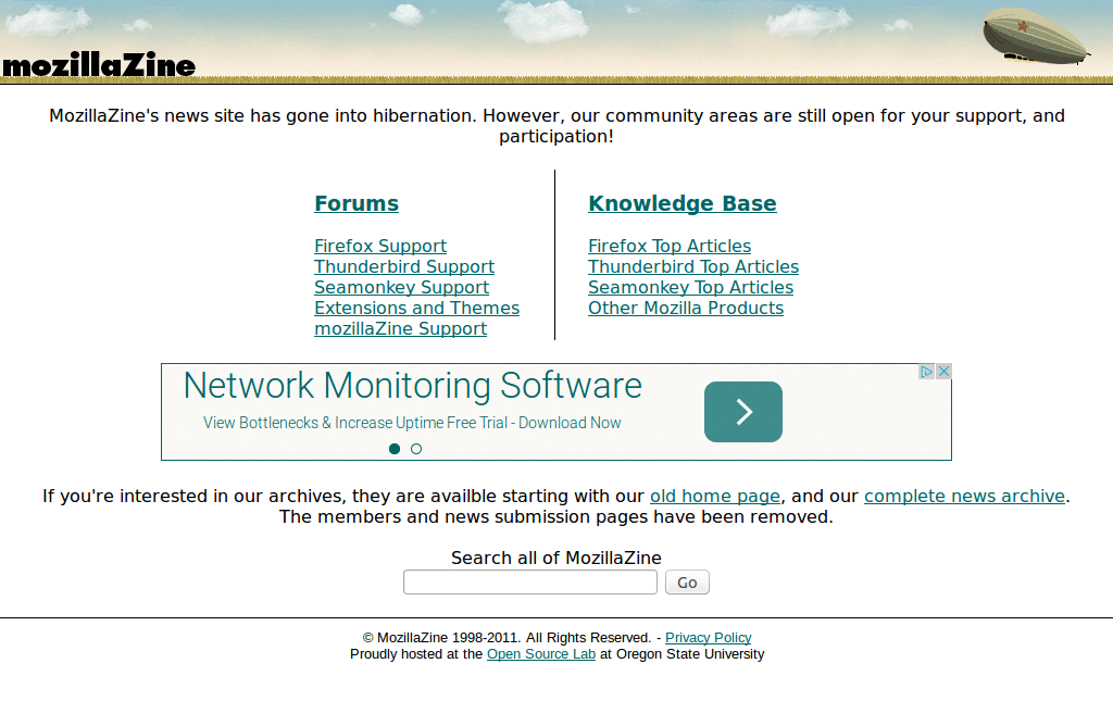 Mozillazine.org - remove left column