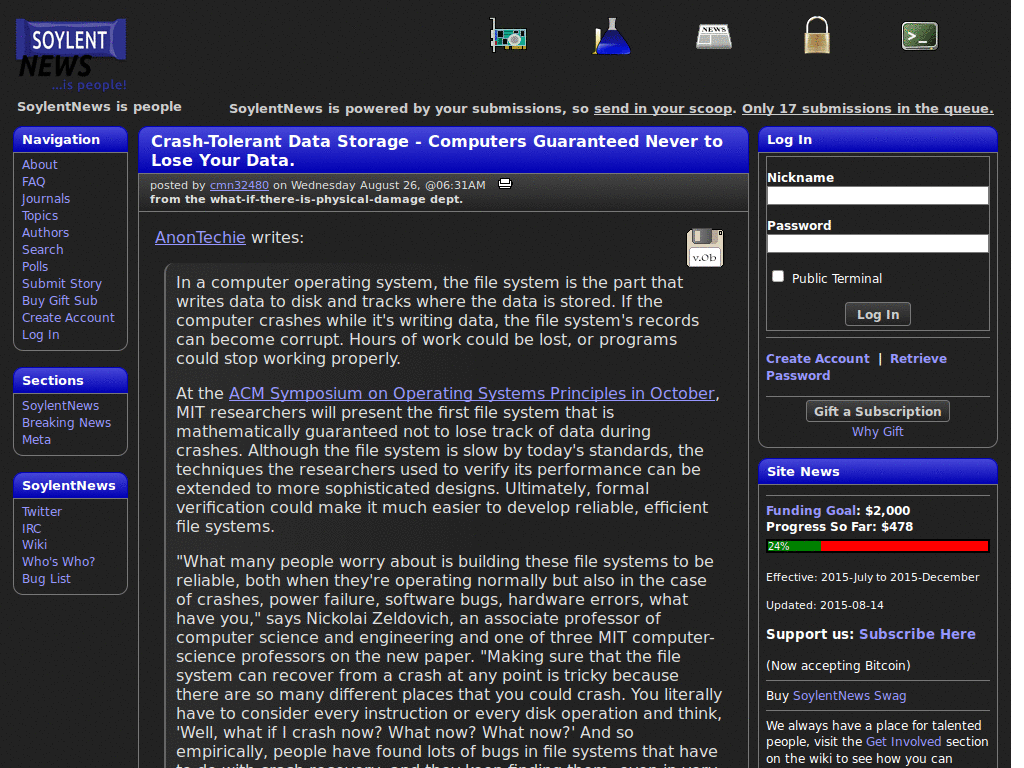 SoylentNews Night Mode Blue