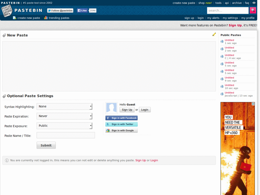 Pastebin Advertisement Remover