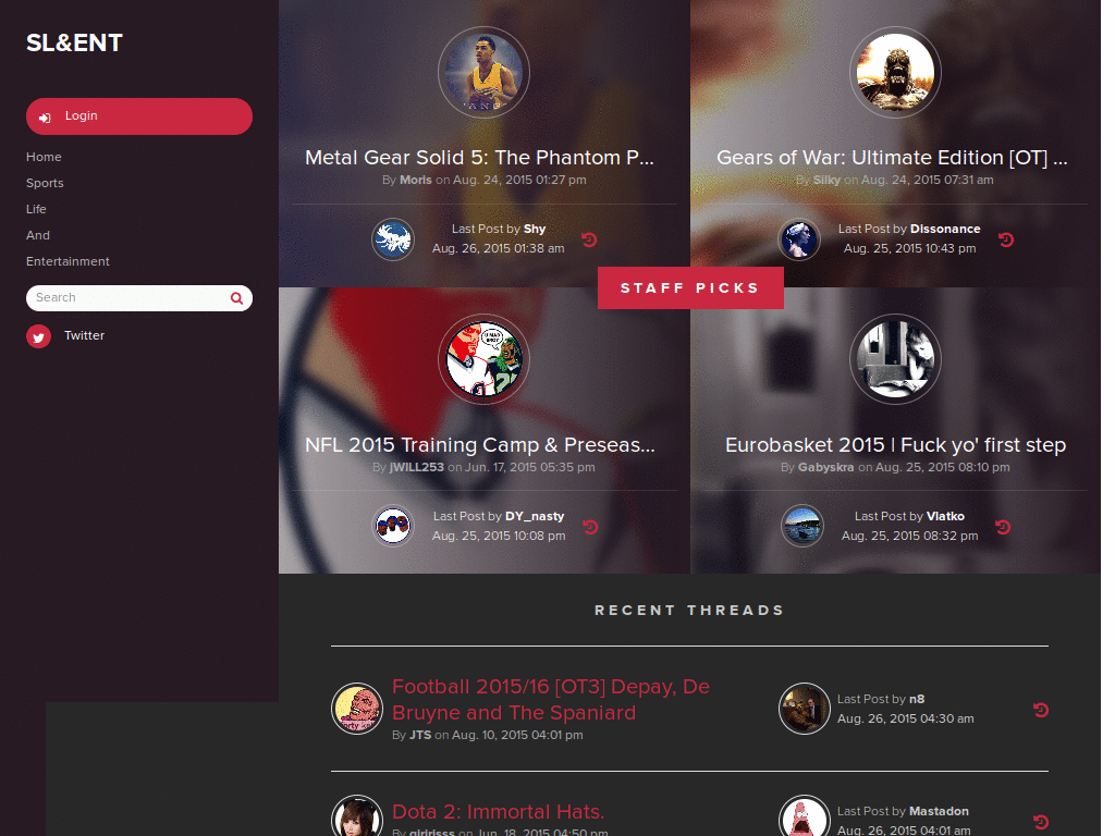 Slaent - Dark Theme (Red accents)