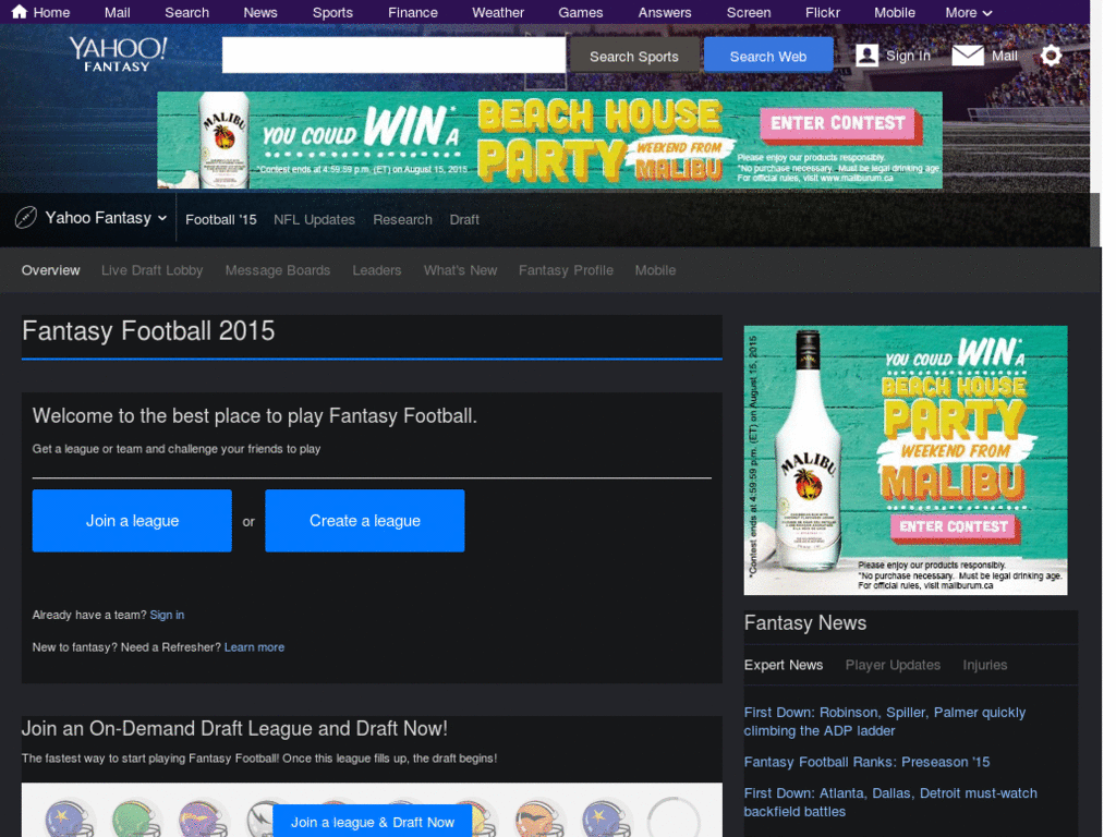 Yahoo Fantasy Football Theme Dark