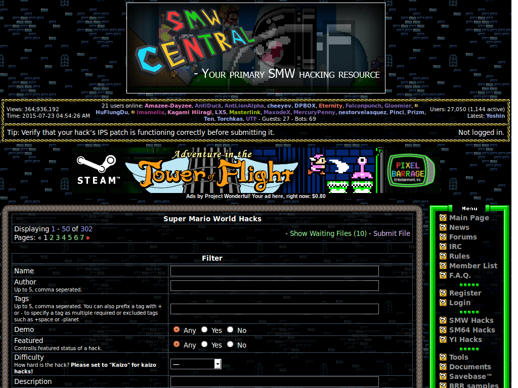 SMW Central - Show The Filter Submissions