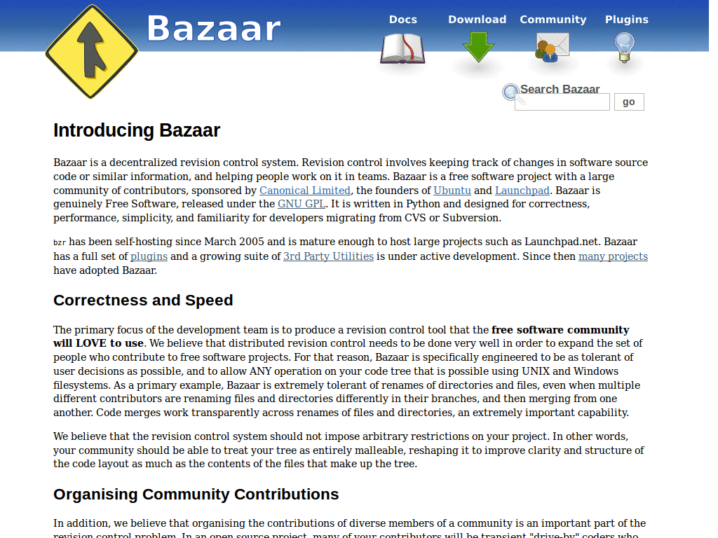 Bazaar at Canonical - serif font