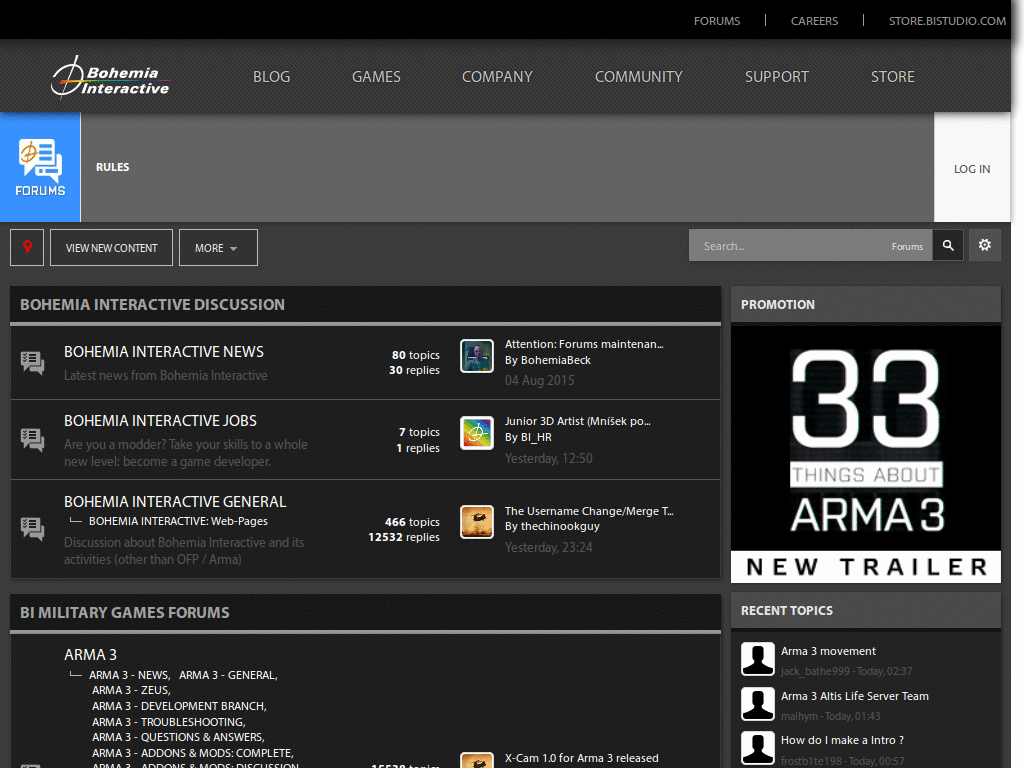 Bohemia Interactive Forums and Wiki Dark Style