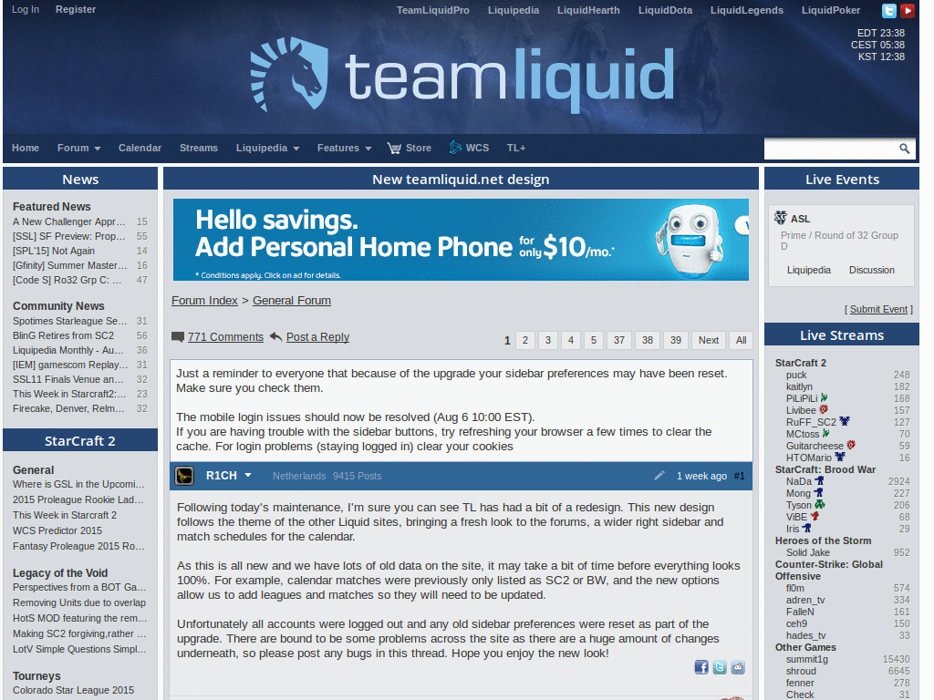 TeamLiquid.net black submessage links