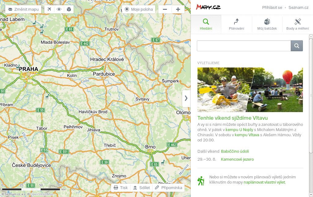 Mapy.cz supress tourist paths