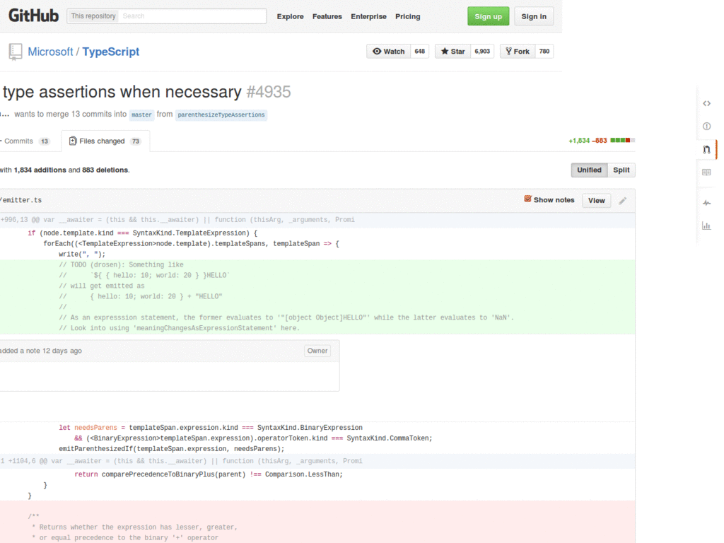 private github wide pull requests diff