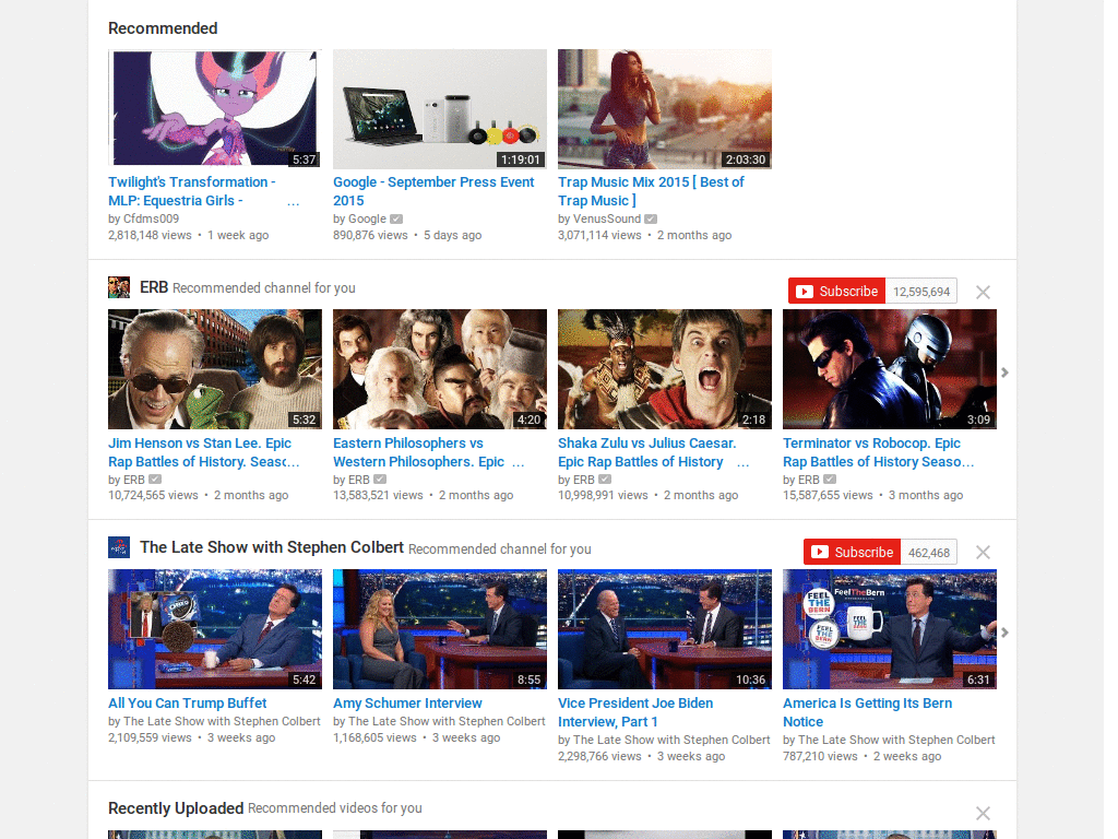 Youtube no masthead
