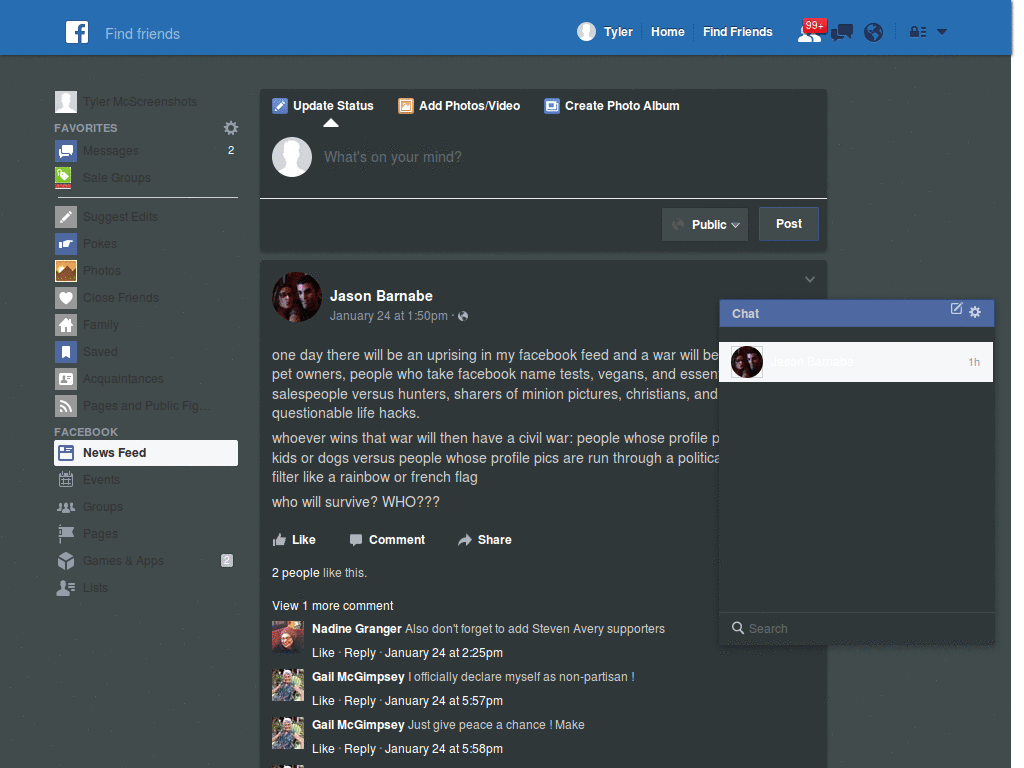 Dark Material Design Facebook Flat