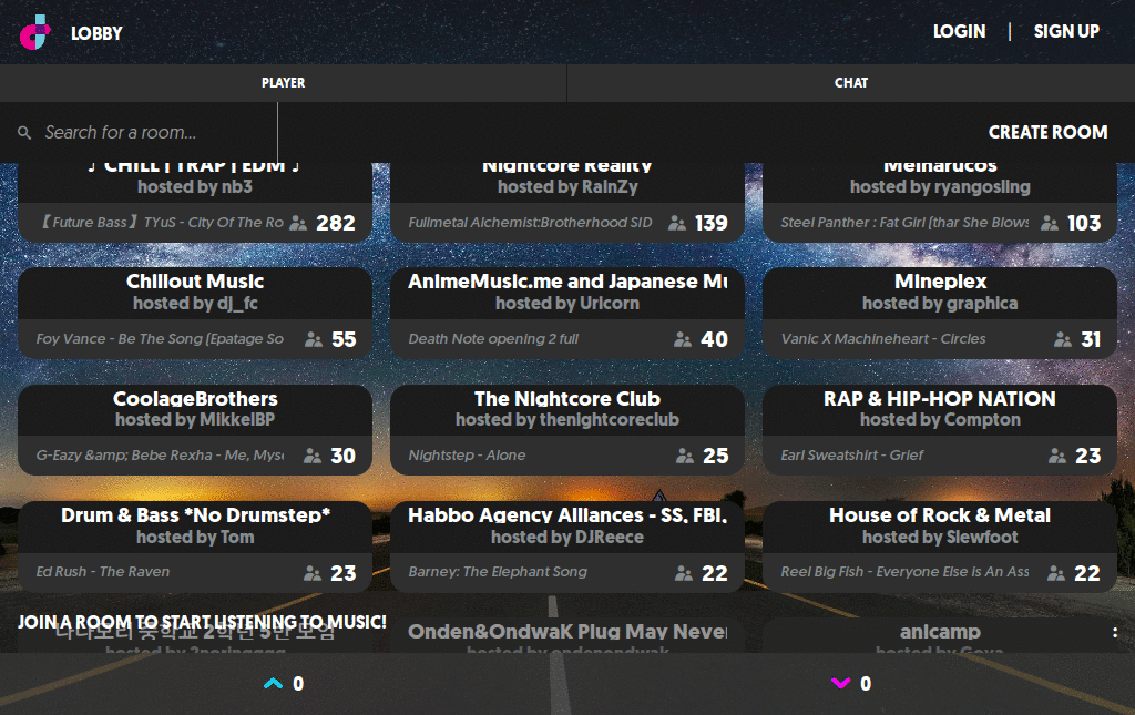 dubtrack.fm - Compact lobby