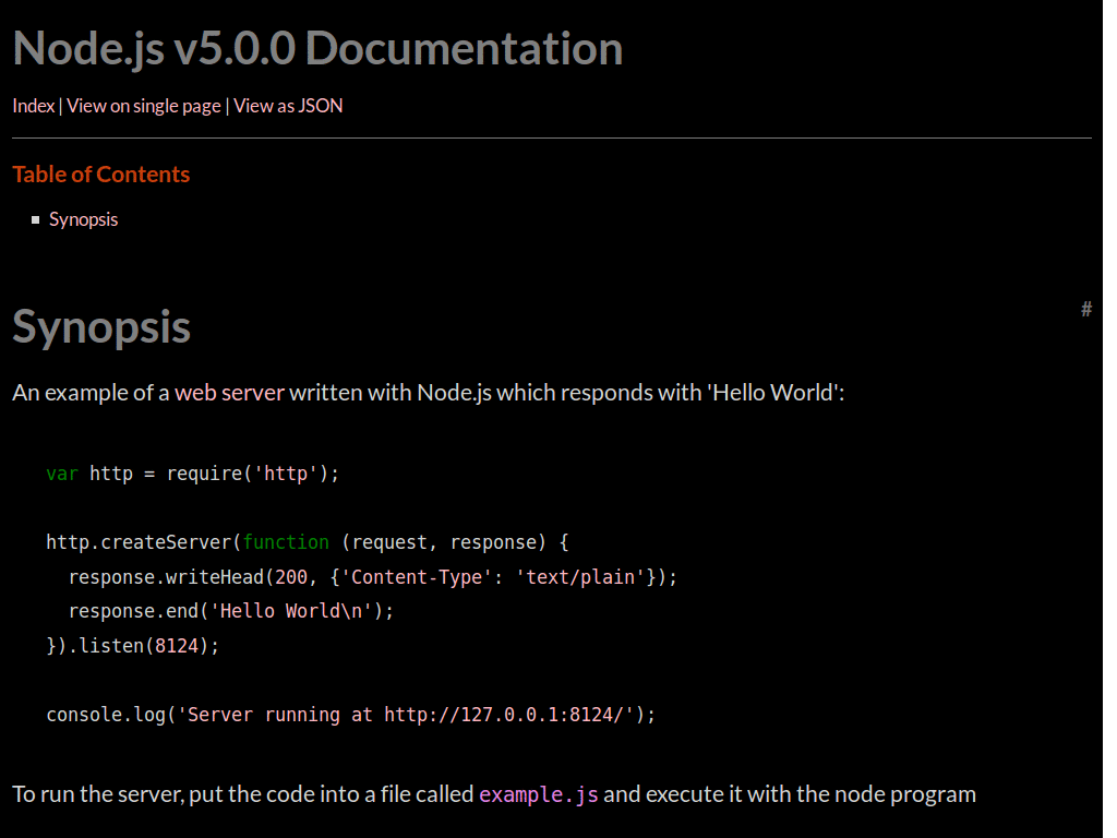 node.js docs black bg