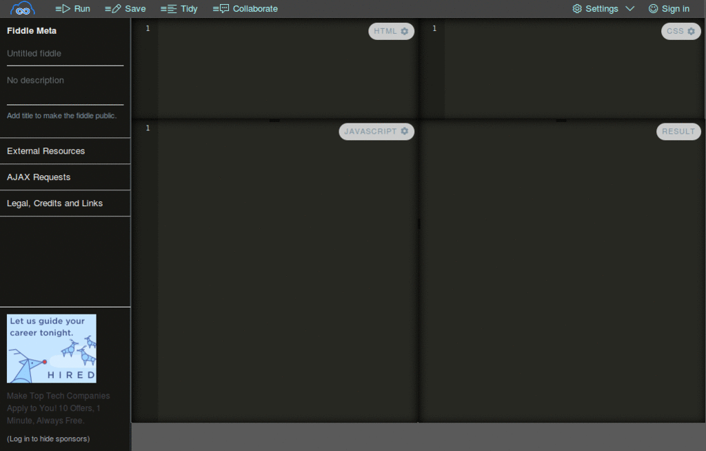 jsFiddle Dark (patched)