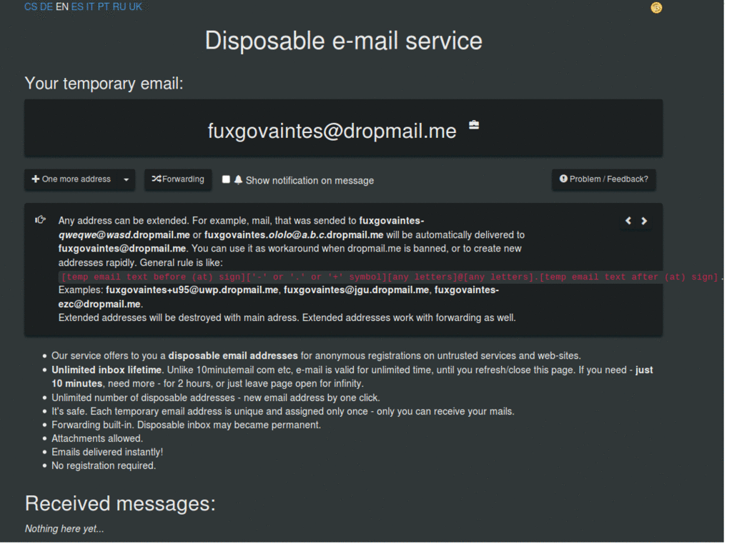 Dark Dropmail