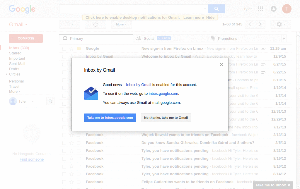 gmail > remove footer, hangouts and inbox zero msg