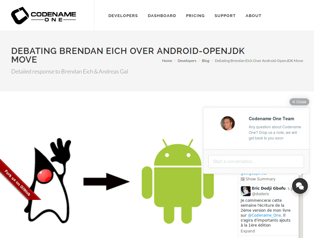 codenameone - see content without js