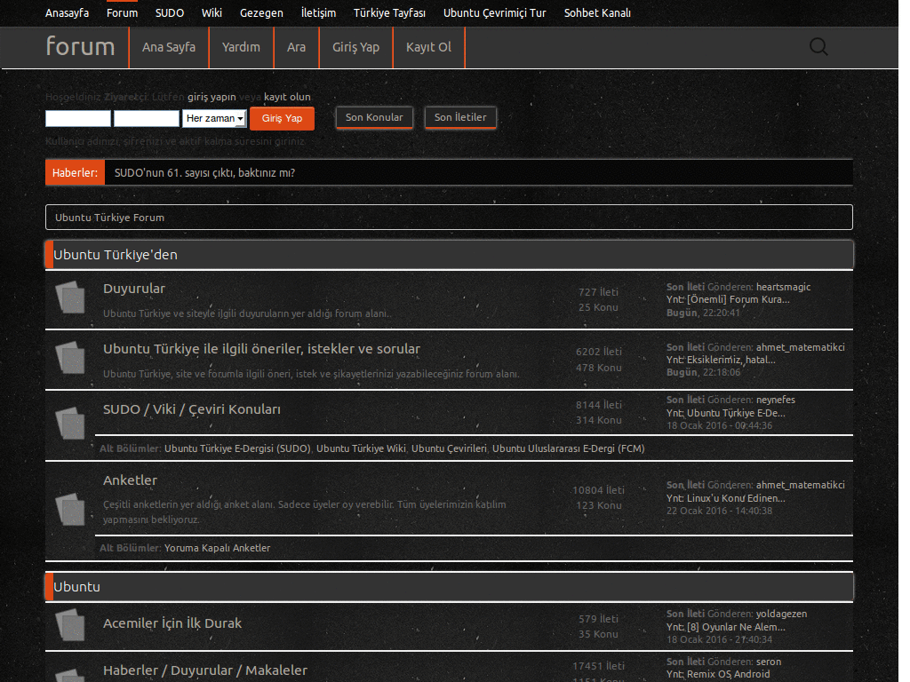 Ubuntu Turkey Forum - Dark Theme