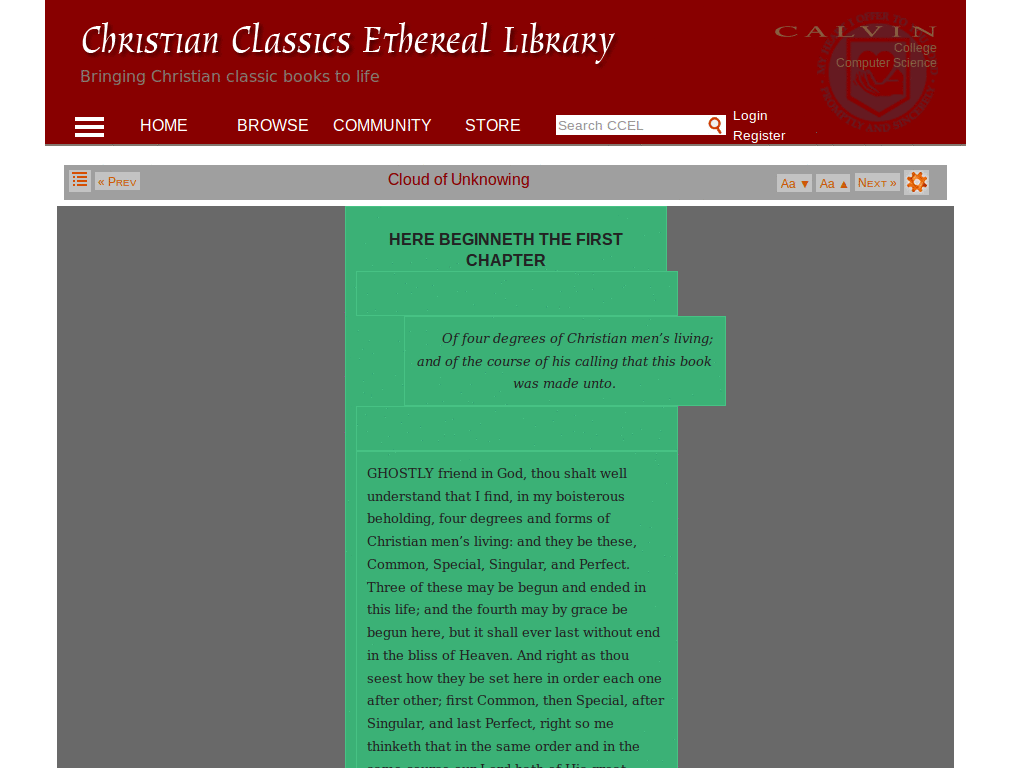 Christian Classics Ethereal Library Reading Style