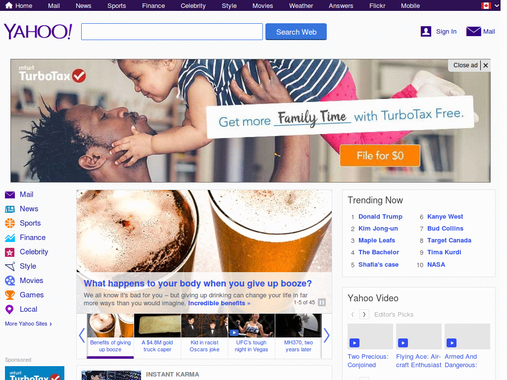 Yahoo Responsive Top Bar