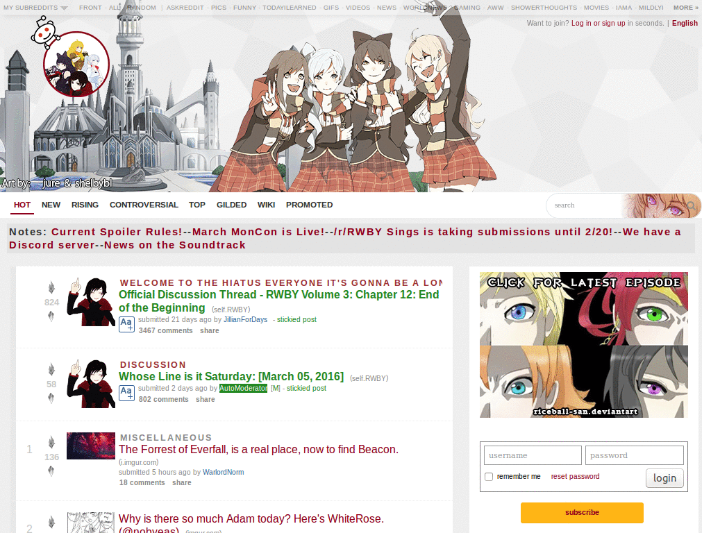 Yang in comment boxes in /r/RWBY