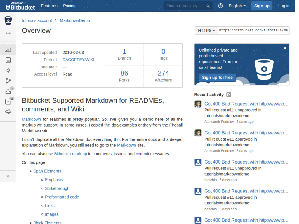 Bitbucket Narrow