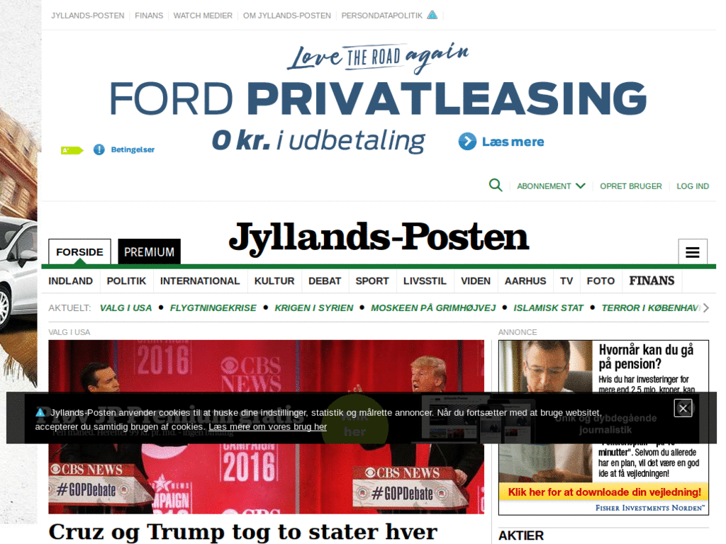 Adblock overlay warning - Jyllands posten