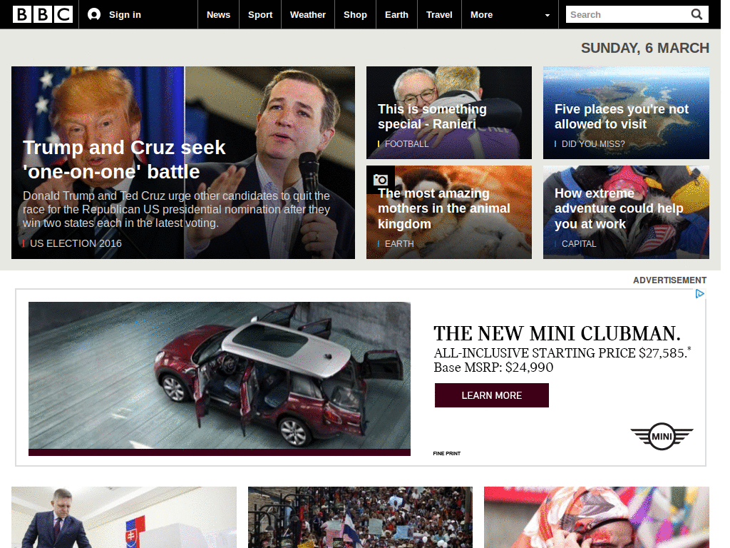 Flat black and pink BBC website and NO  LIGHT OUT!