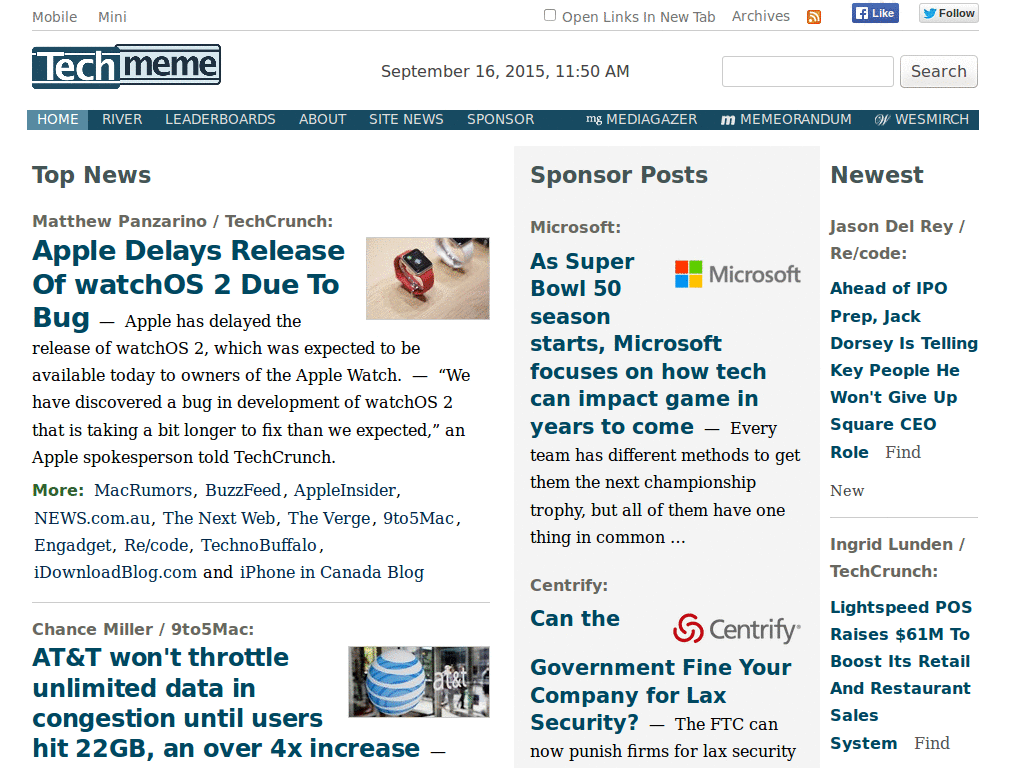 Techmeme - Improved Readability
