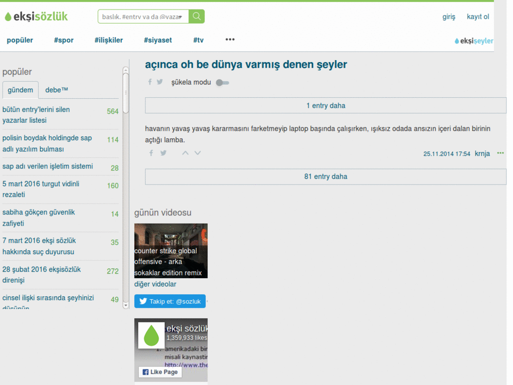 Ekşi Sözlük Okunabilir Arayüz