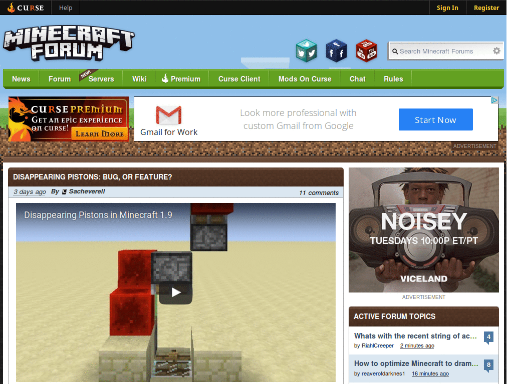 Disable Minecraft Forums Server Ads