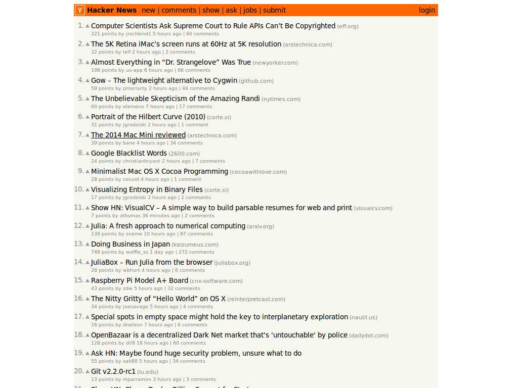Hacker News - Skinnier