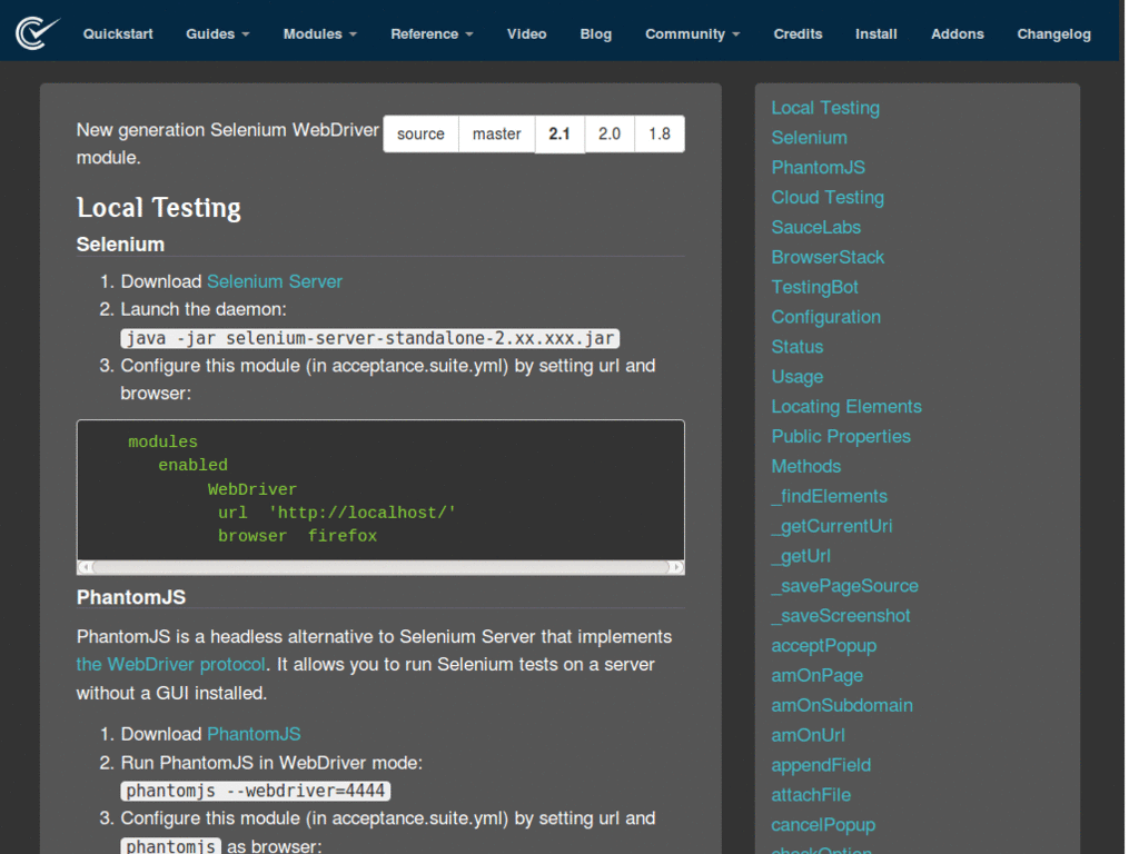 Dark Codeception