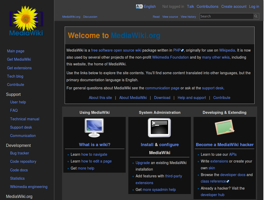 MediaWiki Minimalistic Dark Material Design