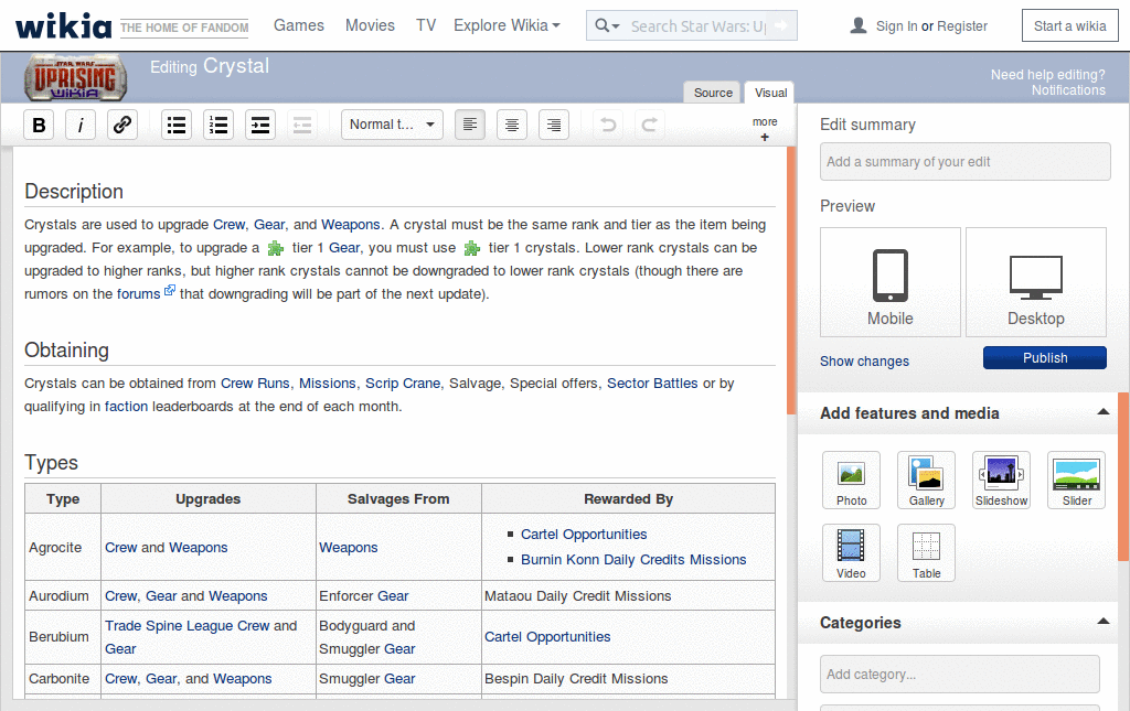 Wikia full-width editor