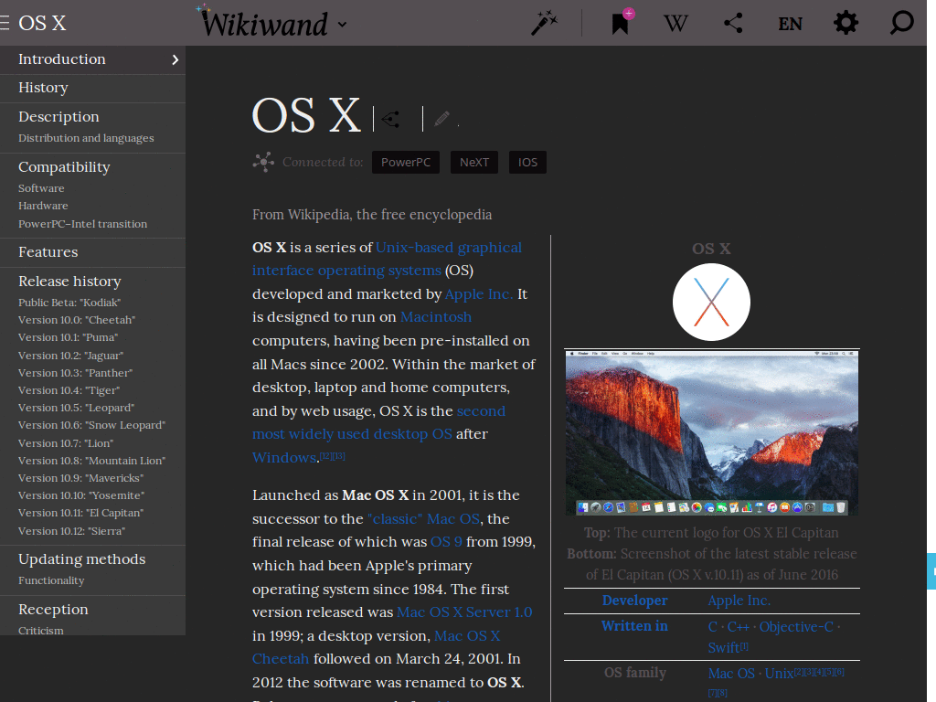 WikiWand Dark