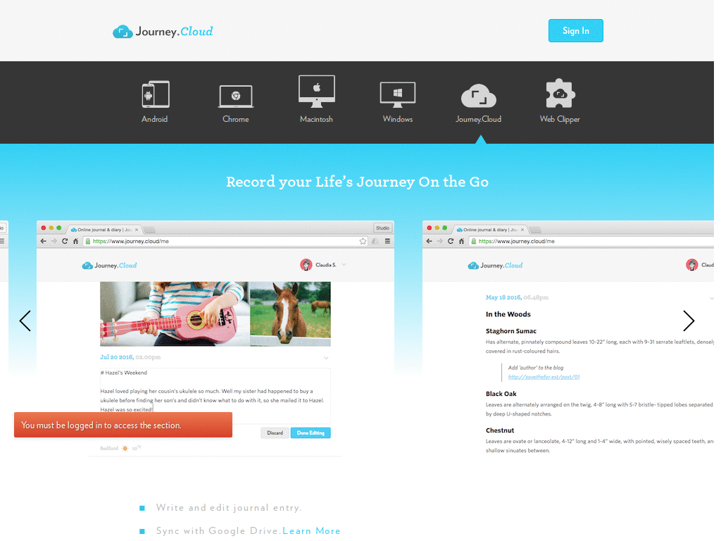 Journey right aligned