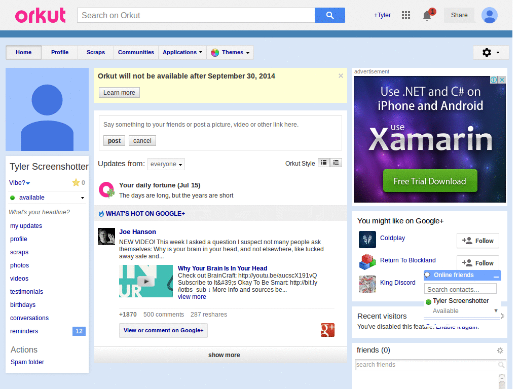 ORKUT AZUL THE BEST google orkut