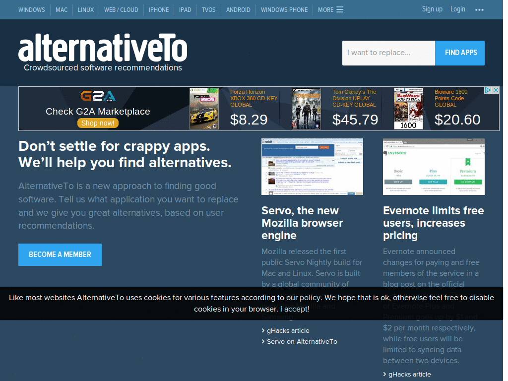 AlternativeTo Dark Simple