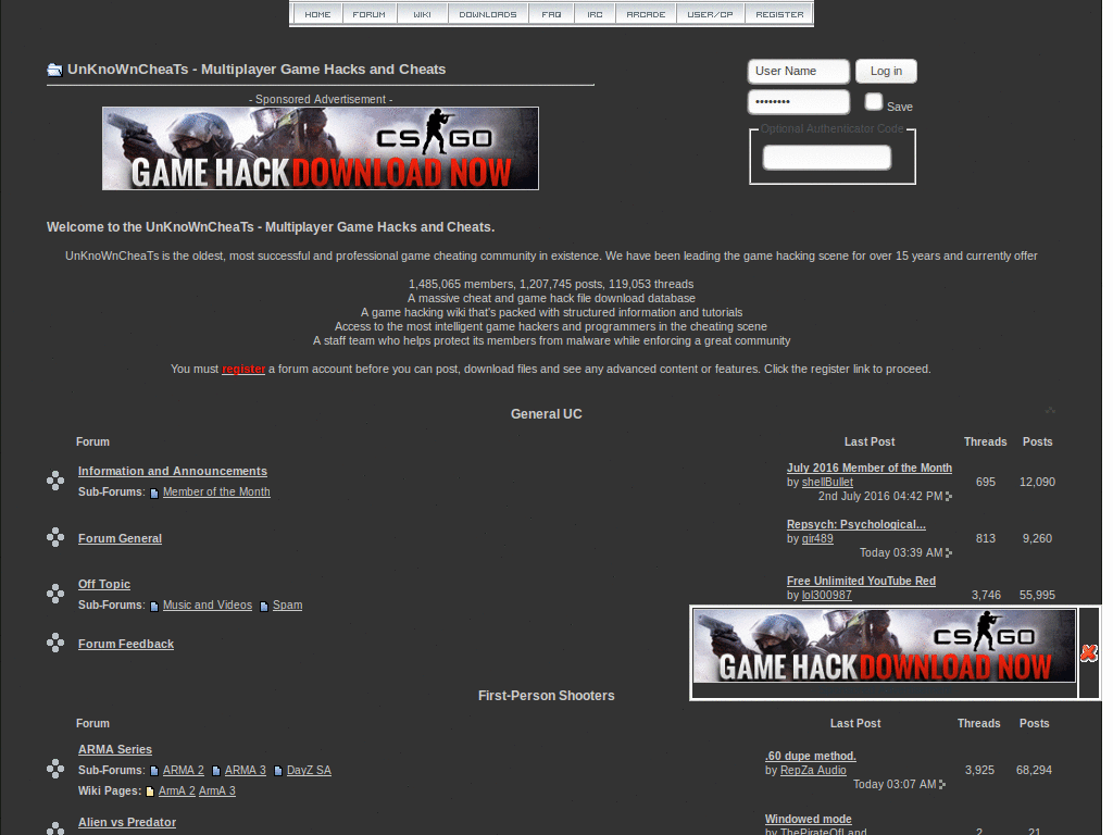 Unknowncheats dark theme 2016